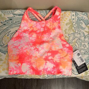 NEW WITH TAGS Lululemon Energy Bra Sz 4 Pink/Orange; High Neck, Long Line
